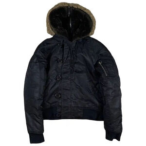 Vintage Juicy Couture Bomber Jacket Split Hood Black